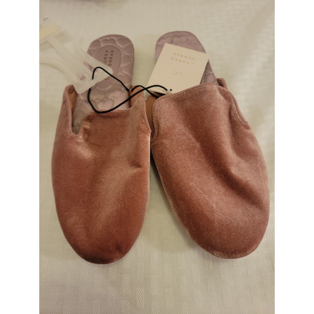 LC LAUREN CONRAD Slip On Slide SLIPPERS Women’s Velvet Pink Size L 9/1 0 New